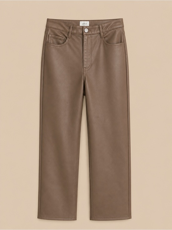 Aritzia Denim - Aritzia Wilfred Taupe Faux-Leather Straight Jeans